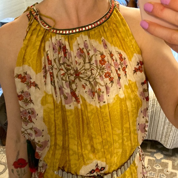 Anthropologie Yellow Floral Goddess Dress - Picture 5 of 12